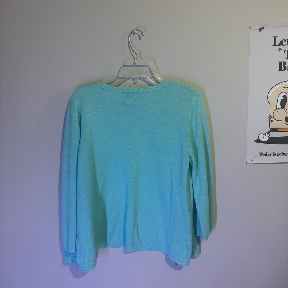 Ruby Rd. Light Blue Ruffle Cardigan - Picture 3 of 3